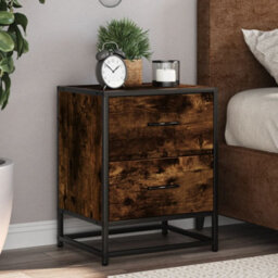 Berkfield Bedside Cabinets 2 Pcs Smoked Oak 40X31X50 Cm Engineered Wood - thumbnail 1