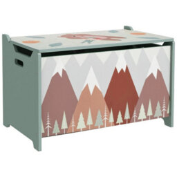 Kids Toy Box W/ Lid, Safety Hinge Green - thumbnail 1