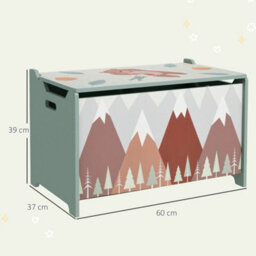 Kids Toy Box W/ Lid, Safety Hinge Green - thumbnail 2