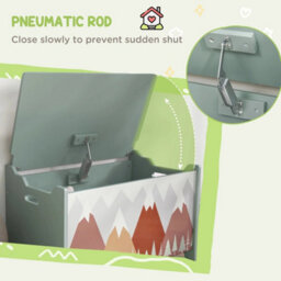 Kids Toy Box W/ Lid, Safety Hinge Green - thumbnail 5