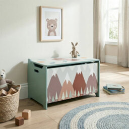 Kids Toy Box W/ Lid, Safety Hinge Green - thumbnail 6