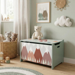 Kids Toy Box W/ Lid, Safety Hinge Green - thumbnail 3
