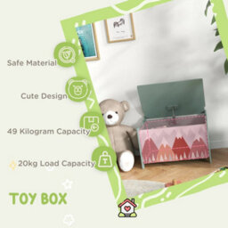 Kids Toy Box W/ Lid, Safety Hinge Green - thumbnail 4