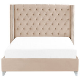 Beliani Bed Velvet Lubbon 160 X 200 Cm (Eu King Size) Beige - thumbnail 4