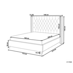 Beliani Bed Velvet Lubbon 160 X 200 Cm (Eu King Size) Beige - thumbnail 3