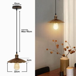 Ledsone Vintage Industrial Single Hanging Metal Ceiling Light E27 Base Kitchen Island Living Room Dining Room Hallway Office - thumbnail 3