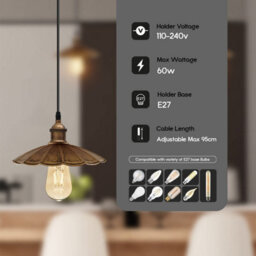 Ledsone Vintage Industrial Single Hanging Metal Ceiling Light E27 Base Kitchen Island Living Room Dining Room Hallway Office - thumbnail 8