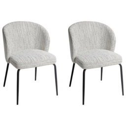 Beliani Set Of 2 Dining Chairs Zana Fabric White - thumbnail 1