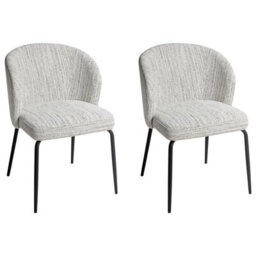 Beliani Set Of 2 Dining Chairs Zana Fabric White - thumbnail 5