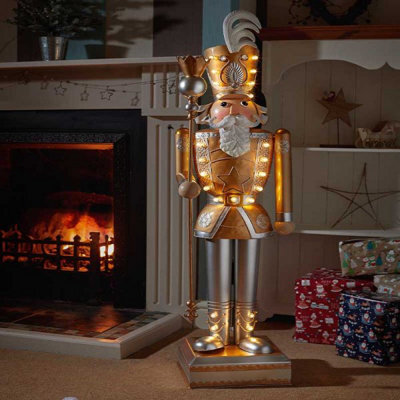 Pre-Lit Led Nutcracker Christmas Ornament - Gold - image 1