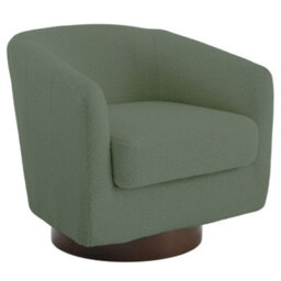 Living And Home Green Sherpa Fleece Upholstered Swivel Chair With Wooden Base - thumbnail 3