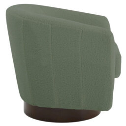 Living And Home Green Sherpa Fleece Upholstered Swivel Chair With Wooden Base - thumbnail 5