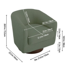 Living And Home Green Sherpa Fleece Upholstered Swivel Chair With Wooden Base - thumbnail 7
