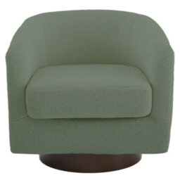 Living And Home Green Sherpa Fleece Upholstered Swivel Chair With Wooden Base - thumbnail 4