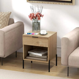 Mid Century Modern Nightstand Bed Side Table W/charging Station Natural - thumbnail 5