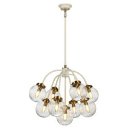 Stunning 9-Light Cream Pendant Ceiling Light With Aged Brass Finish For Modern Interiors