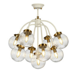 Stunning 9-Light Cream Pendant Ceiling Light With Aged Brass Finish For Modern Interiors - thumbnail 3