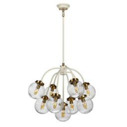 Stunning 9-Light Cream Pendant Ceiling Light With Aged Brass Finish For Modern Interiors - thumbnail 2