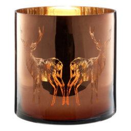 Orsina Medium Brown Stag Candle Holder, Brown Glass Construction Candle Holder, Stag Motif With Attractive Details - thumbnail 2