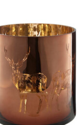 Orsina Medium Brown Stag Candle Holder, Brown Glass Construction Candle Holder, Stag Motif With Attractive Details - thumbnail 3