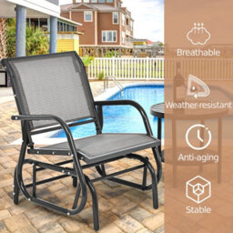 Costway Swing Glider Chair Outdoor Single Rocking Chair Patio Chair Garden - thumbnail 9