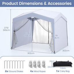 Gainoom 302 X 302 Cm White Pop Up Canopy Tent Foldable Screen Patio Shelter Gazebo - thumbnail 2