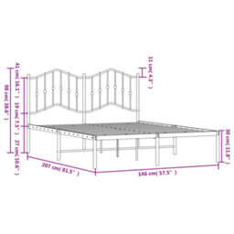 Berkfield Metal Bed Frame Without Mattress With Headboard Black 140X200Cm - thumbnail 9