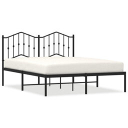 Berkfield Metal Bed Frame Without Mattress With Headboard Black 140X200Cm - thumbnail 2