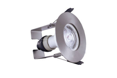 Luminosa Lighting Luminosa Led Fire Rated Static Downlight Recessed Spotlight Round Insulation Guard / Gu10 Holder Satin Nickel Ip65 - image 1