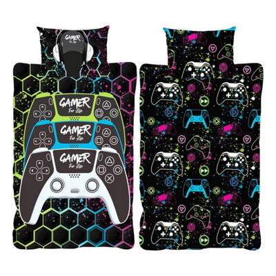 Floso Gamer For Life Graffiti Reversible Duvet Set Multicoloured (Single) - image 1
