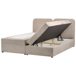 Beliani Divan Bed With Storage Fabric Chancellor 180 X 200 Cm (Eu Super King) Taupe - thumbnail 1