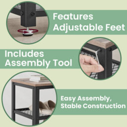 Vasagle 3-Tier Shoe Rack, Storage Bench With Mesh Shelves, Shoe Organiser For Hallway, 30 X 73 X 45 Cm, Greige And Black - thumbnail 5
