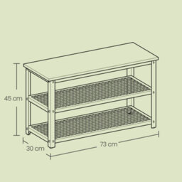 Vasagle 3-Tier Shoe Rack, Storage Bench With Mesh Shelves, Shoe Organiser For Hallway, 30 X 73 X 45 Cm, Greige And Black - thumbnail 6
