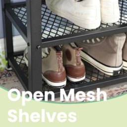 Vasagle 3-Tier Shoe Rack, Storage Bench With Mesh Shelves, Shoe Organiser For Hallway, 30 X 73 X 45 Cm, Greige And Black - thumbnail 4