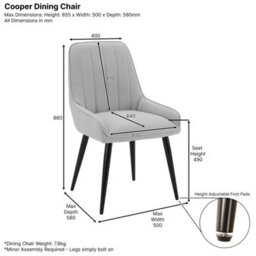 The Furniture Market Cooper Vintage Tan Brown Faux Leather Dining Chair Flute Back Design Black Satin Metal Legs Cushioned Seat Adjustable Feet - thumbnail 8