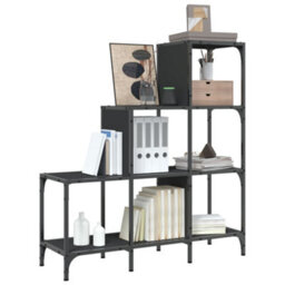 Berkfield Bookcase Black 92X30X102 Cm Engineered Wood And Metal - thumbnail 4
