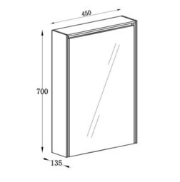 Plum&clay Norton Light Grey Single Bathroom Mirrored Led Wall Cabinet (W)450mm (H)700mm - thumbnail 2