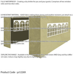 Loops Durable 3X4.5M Pop-Up Gazebo With Waterproof Side Walls - Beige Outdoor Pavilion Tent - thumbnail 8