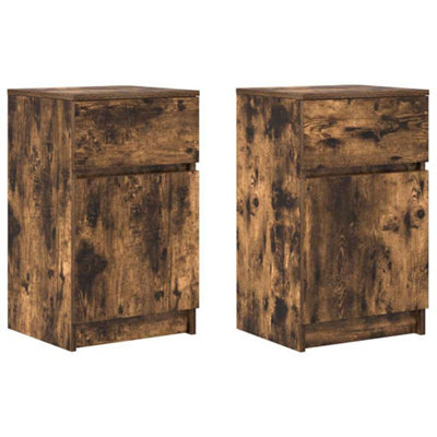 Berkfield Durable Bedside Cabinets 2 Pcs Smoked Oak 39X35X65 Cm Engineered Wood