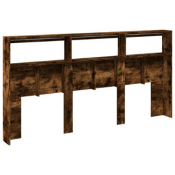 Berkfield Headboard Cabinet With Led Smoked Oak 200X17X102 Cm - thumbnail 8