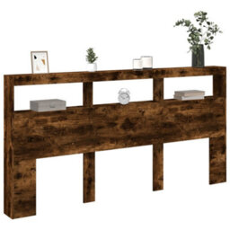 Berkfield Headboard Cabinet With Led Smoked Oak 200X17X102 Cm - thumbnail 5