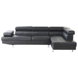 Beliani Corner Sofa 5 Seater Norrea Faux Leather Black Left Hand