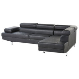 Beliani Corner Sofa 5 Seater Norrea Faux Leather Black Left Hand - thumbnail 4