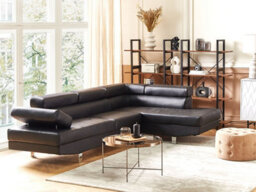 Beliani Corner Sofa 5 Seater Norrea Faux Leather Black Left Hand - thumbnail 2