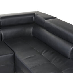 Beliani Corner Sofa 5 Seater Norrea Faux Leather Black Left Hand - thumbnail 7