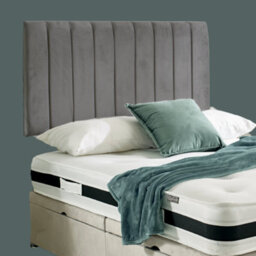"Urban Textures - Apollo 26"" High Velvet Fabric Upholstered Bed Panelled Headboard - Grey" - thumbnail 1
