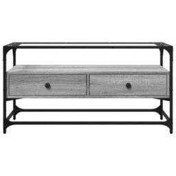 Berkfield Tv Cabinet With Glass Top Grey Sonoma 98X35X51 Cm Engineered Wood - thumbnail 4