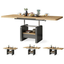 Heze Furniture Lotta 2 In 1 Extending Coffee / Dining Table 120-180Cm - Artisan Oak / Anthracite - thumbnail 9