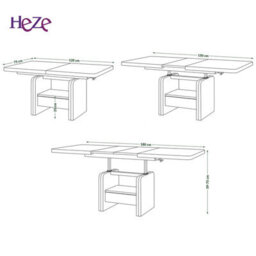 Heze Furniture Lotta 2 In 1 Extending Coffee / Dining Table 120-180Cm - Artisan Oak / Anthracite - thumbnail 8
