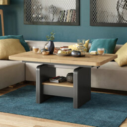 Heze Furniture Lotta 2 In 1 Extending Coffee / Dining Table 120-180Cm - Artisan Oak / Anthracite